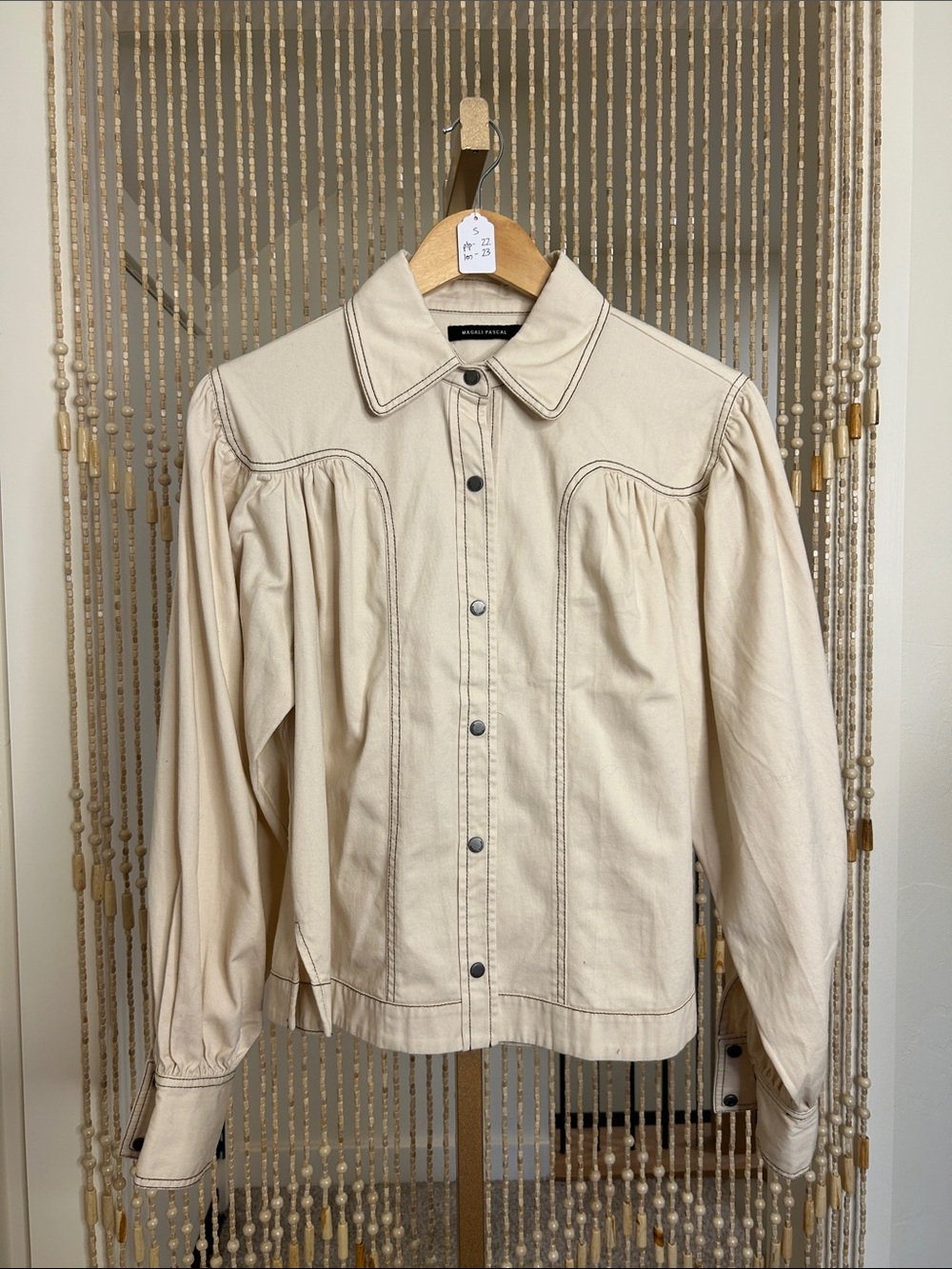 Magali Pascal Cream Western Denim Jacket Size Small